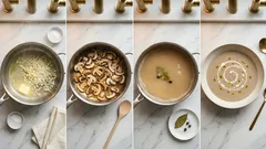 Sametový žampionový krém se smetanou a křupavými krutony – hotový za chvíli