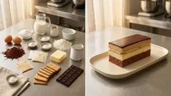 Karamelové řezy snů na plech: kakaový korpus, pudink, BEBE a čokoláda