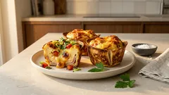 Tortilla muffiny s vajíčkem, šunkou a sýrem: křupavá snídaně do ruky