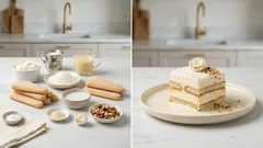 Nepečený kokosový dezert jako Raffaello: krém z mascarpone a piškoty do lednice