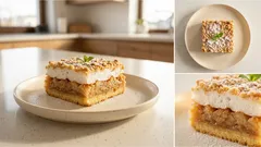 Strouhaný jablečný koláč na plech: křehké těsto, šťavnatá náplň a sníh navrch