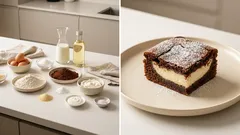 Hrnková buchta s tvarohem na plech: vláčná kakaová klasika bez vážení