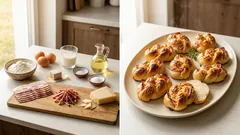 Domácí housky se slaninou, šunkou a sýrem – nadýchané a krásně zlaté