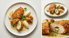 Křupavá kuřecí prsa plněná bylinkovo-česnekovým máslem: večeře, co má šťávu