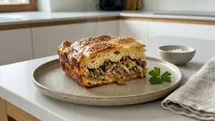 Masový koláč s hovězím, bramborem a kefírem – vláčné těsto bez kynutí