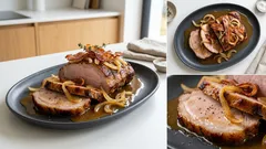 Líná obložená krkovička na plech: šťavnatá díky hořčici a cibuli