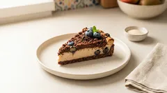 Čokoládový drobenkový koláč s mascarpone a borůvkami: křupavý navrch, krém uvnitř