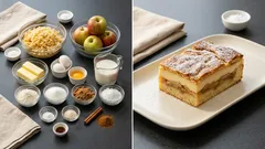 Jablečný koláč na plech s vanilkovým pudinkem: šťavnatý a krásně vrstvený