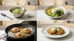 Křupavé cuketové placičky s kuřecí náplní a koprem – rychlá večeře z pánve