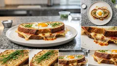 Zapečený chléb se sýrem, salámem a vejcem – rychlý toast z trouby