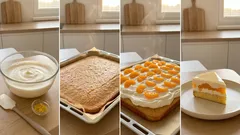 Mandarinkový dezert na plech s vanilkovým želé – krásně drží tvar a je svěží