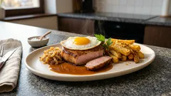 Přírodní vepřová kotleta s volským okem a domácími hranolky – večeře na jistotu