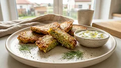 Cuketové placičky s ovesnými vločkami: křupavé a bez mouky, s jogurtovým dipem