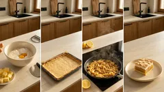 Jablíčka v oblacích: vláčný jablečný koláč na plech s nadýchaným sněhem