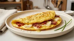 Omeleta s hermelínem a slaninkou: hotová za pár minut, krásně šťavnatá